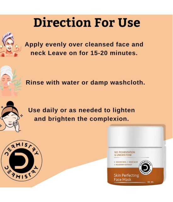 Dermistry Skin Perfecting Face Pack Mask Removes Tanning Pigmentation Blemishes Dark Spots Uneven Tone Dull Skin Retinol Kojic Acid Mulberry Ext For Men & Women Skin Whitening Cream Glow Bea