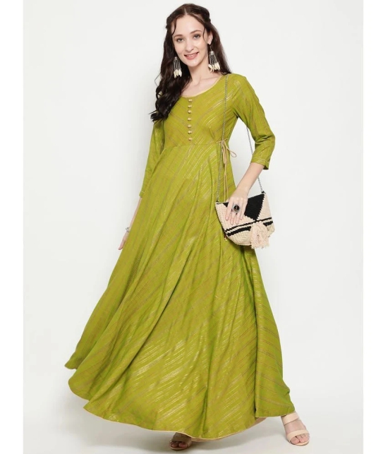 Antaran - Green Flared Viscose Womens Stitched Ethnic Gown ( Pack of 1 ) - None