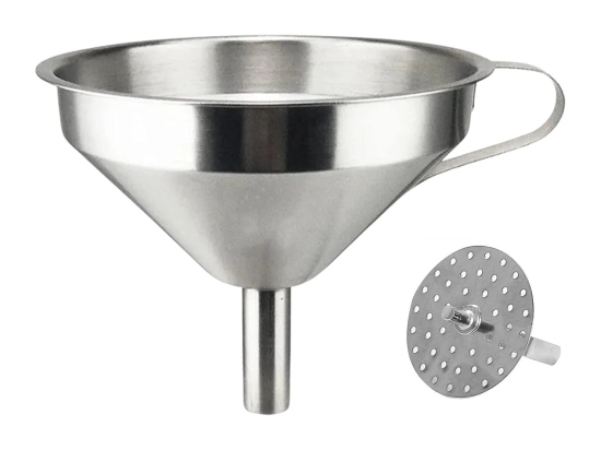 DYNAMIC STORE Dynore Stainless Steel Multipurpose Funnel With Detachable Strainer/ Filter For Cooking Oil Extra Large