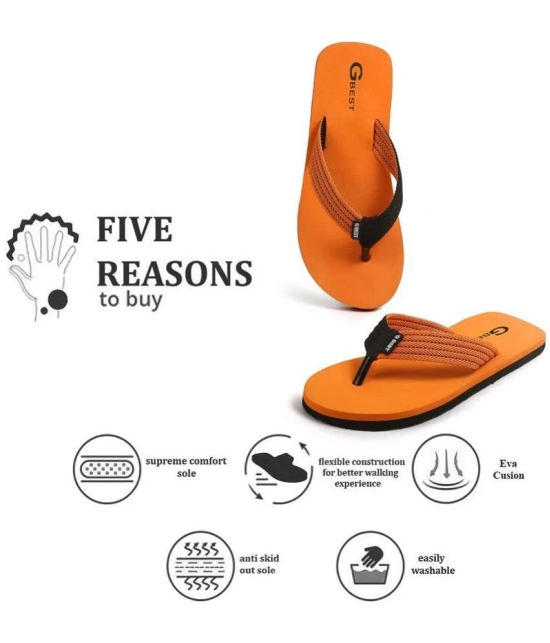 G Best Orange Mens Thong Flip Flop - None