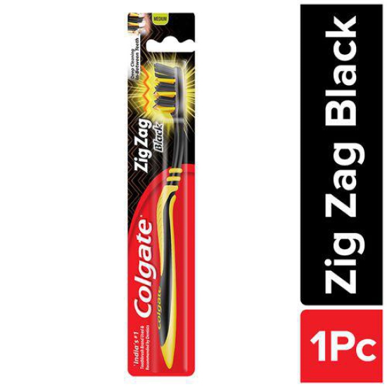 Colgate ZigZag Black Medium Bristle Toothbrush, 1 pc