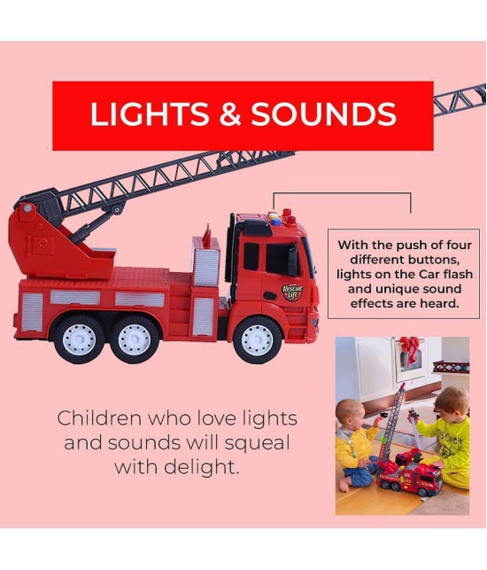 FRATELLI Plastic Pull and Go Friction Powered Car, Red FIRE Engine Big Truck