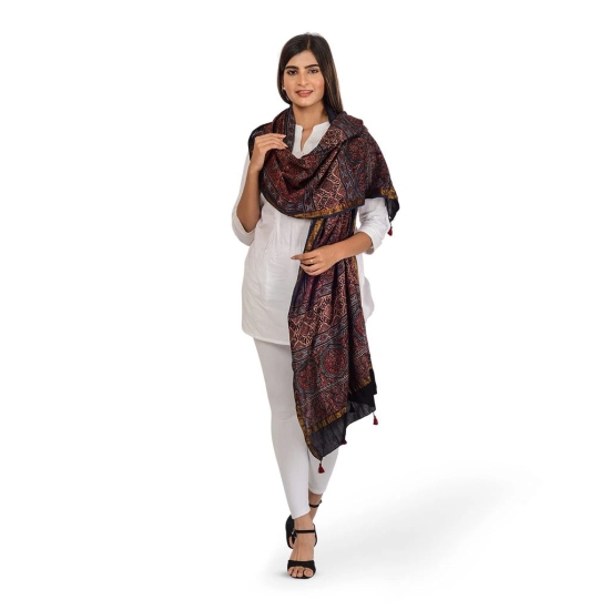 Garvi Gurjari Handmade Natural Dyed Ajrakh Printed Stole