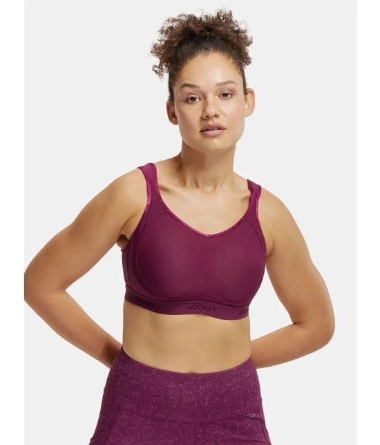 Jockey MI11 Wirefree Non Padded Microfiber Elastane Full Coverage Sports Bra - Grape Wine - None