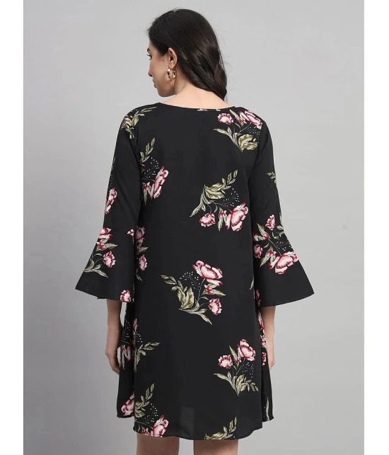 Curvydrobe Crepe Printed Mini Womens A-line Dress - Black ( Pack of 1 ) - None