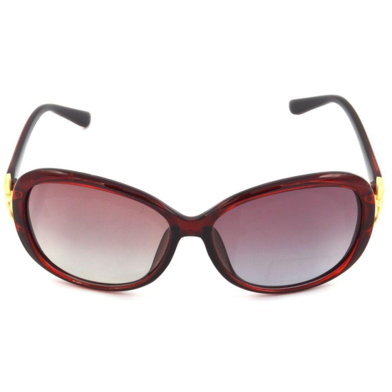 Hrinkar Pink Rectangular Sunglasses Brands Red Frame Polarized Goggles for Women - HRS444-RD-PNK