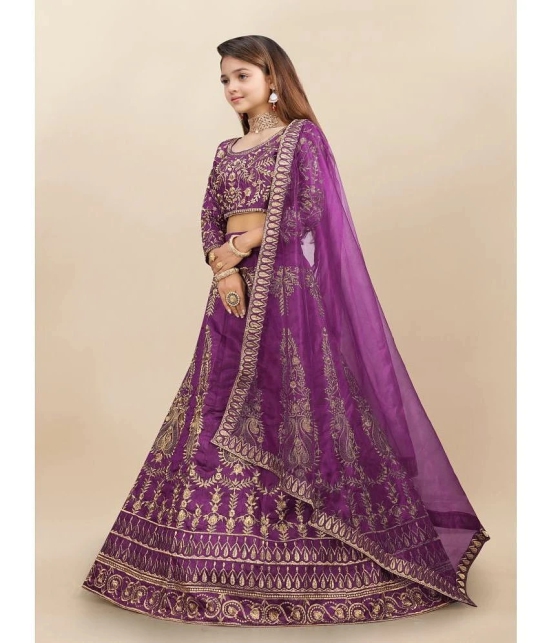 A TO Z CART Purple Silk Girls Lehenga Choli Set ( Pack of 1 ) - None