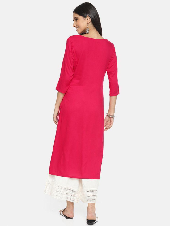 Alena - Pink Rayon Women's Straight Kurti - S