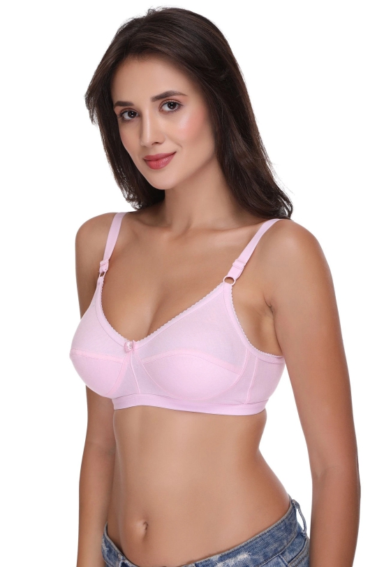 Sona H 04 Women Everyday Non Padded Non Wired Medium Coverage Comfortable Pink Cotton T-Shirt Bra-44 / B / Pink