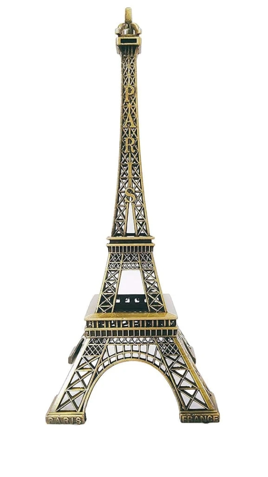 Lucky Handicraft - Handicraft Metal Combo Pack Paris Eiffel Tower & Burj Khalifa for Home Decoration, Metallic Color, 12 cm Height