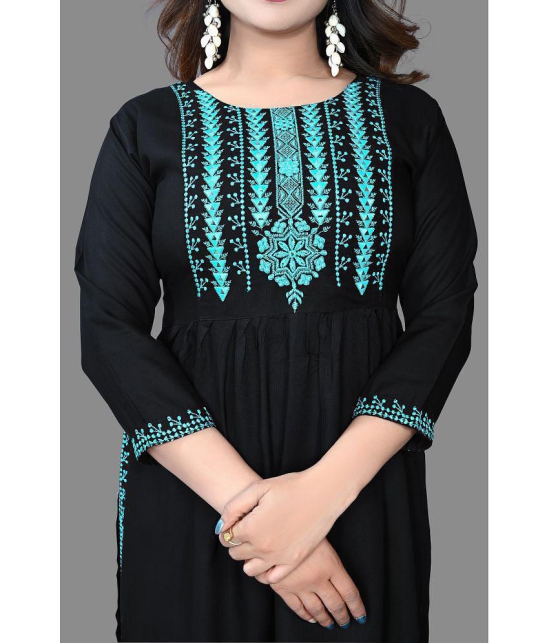 haya fashion - Black Rayon Women's A-line Kurti ( Pack of 1 ) - None