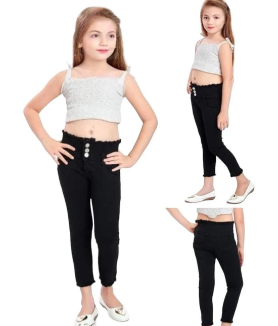 ICONIC ME-Kids Girls Premium Black Denim Jeans - None