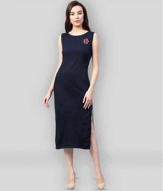 Zima Leto - Navy Cotton Womens Bodycon Dress ( Pack of 1 ) - M