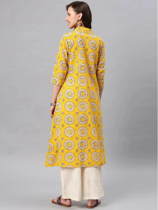 Alena - Yellow Cotton Womens Flared Kurti - S