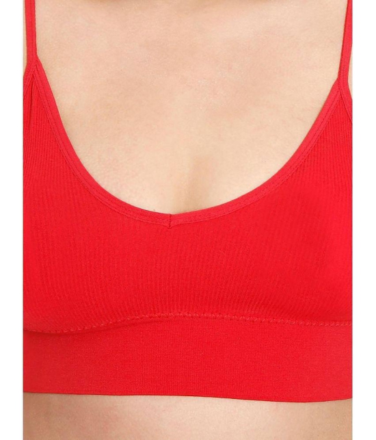 ILRASO - Red Cotton Blend Removable Padding Women's Sports Bra ( Pack of 1 ) - None