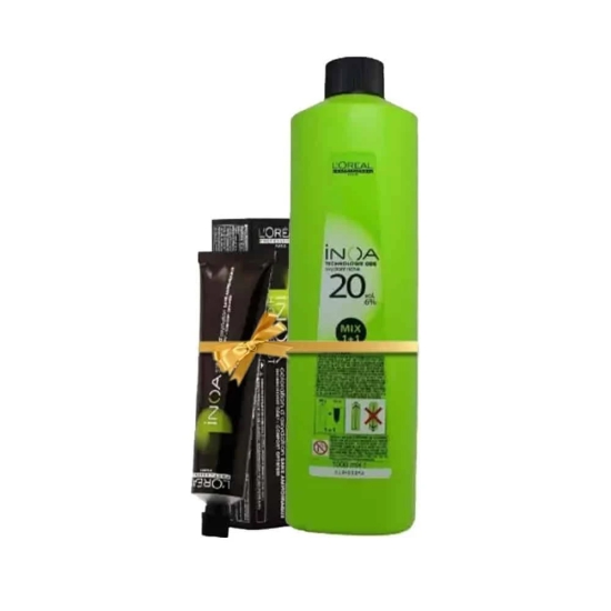 Loreal Inoa Ammonia Free Hair Color 60G 5 Light Brown +Developer 1000ml Combo