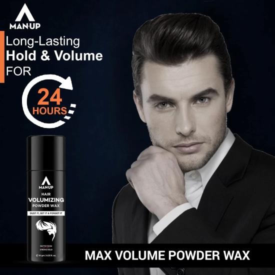 Man-Up Hair Volumizing Powder Wax for Men, Strong Hold, Matte Finish, All Natural, 10gm, Pack of 50.-Man-Up Hair Volumizing Powder Wax for Men, Strong Hold, Matte Finish, All Natural, All Hair Ty