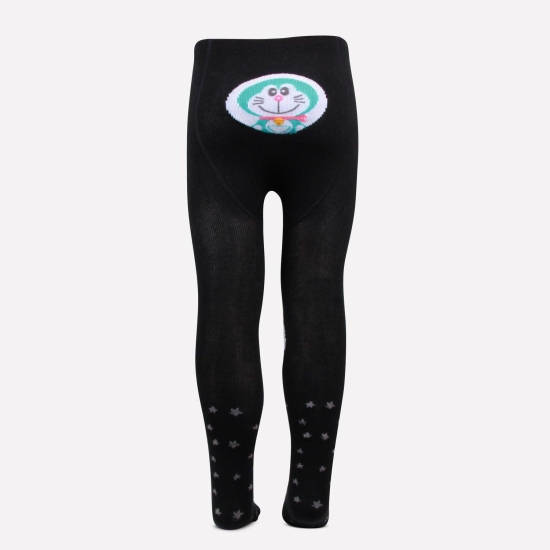 Doraemon Printed Knitted Tights For Baby Girls & Baby Boys - Black Black 0-1 Years