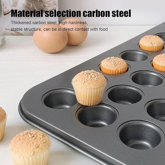 WUGO::Muffin Pan,Nonstick 12-Cup Muffin Baking Pan, Cupcake Pan, Mini Loaf Pan, Bake ware for Muffins, Cupcakes, Brownies, Quiche, Tart, Bread