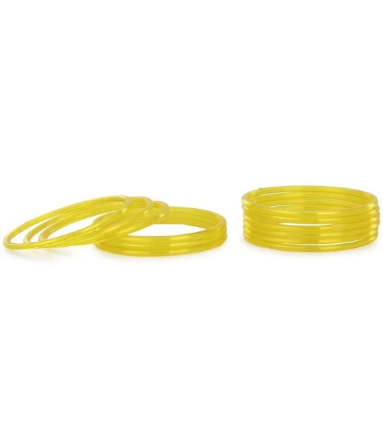 Somil - Yellow Bangle ( Pack of 12 ) - None