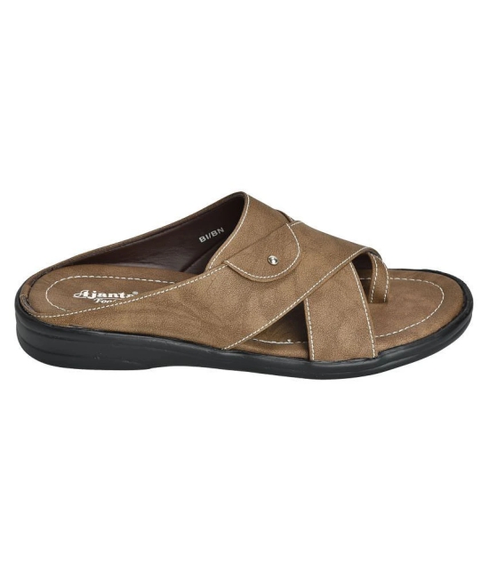 Ajanta Brown Mens Leather Slipper - None