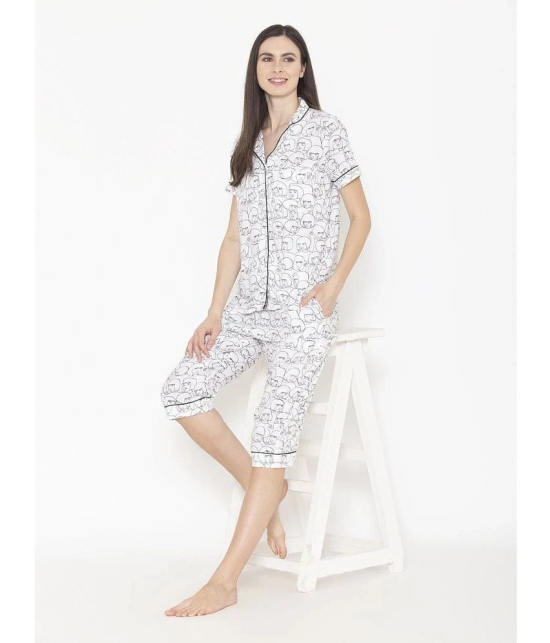 Vami - White Rayon Womens Nightwear Night Capris ( Pack of 1 ) - None