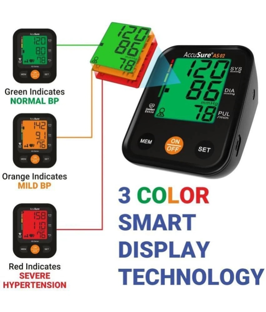 AccuSure Blood Pressure Monitor Automatic Digital Display And Adjustable Arm-Cuff - 2 Years Warranty