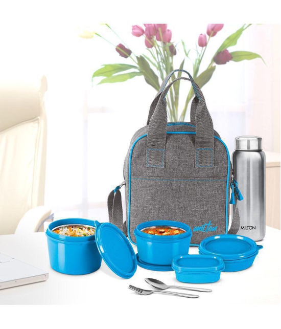 Savor Lunch Inner Stainless Steel Containers With Insulated Fabric Jacket Blue