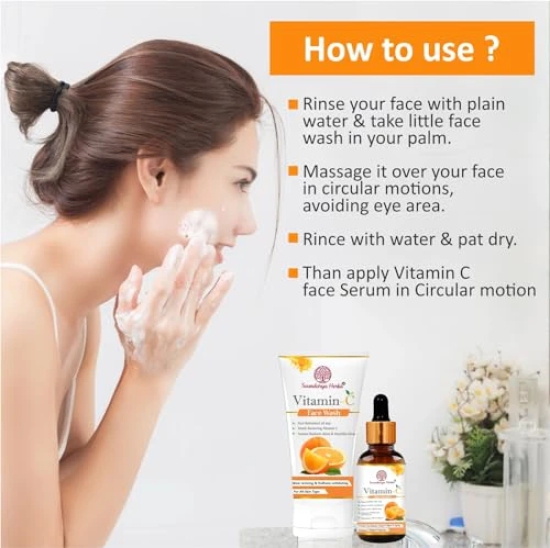 Soundarya Herbs Vitamin C Face Wash + Vitamin C Face Serum Combo Pack