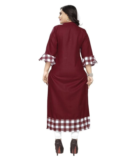 Lerkiza - Maroon Cotton Womens Straight Kurti ( Pack of 1 ) - XXL