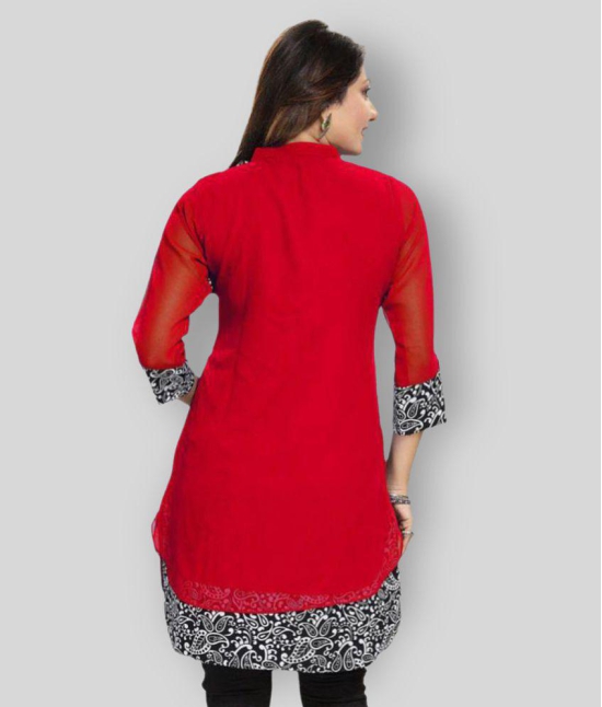 Meher Impex - Red Georgette Women''s Double Layered Kurti ( Pack of 1 ) - L