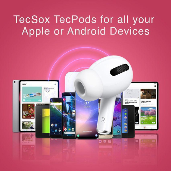 Tecsox TecPod Airbuds Bluetooth Bluetooth Earphone In Ear Powerfull Bass White