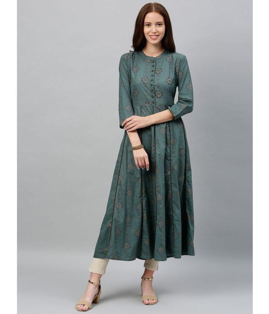 KIPEK - Green Cotton Women's Anarkali Kurti ( Pack of 1 ) - None