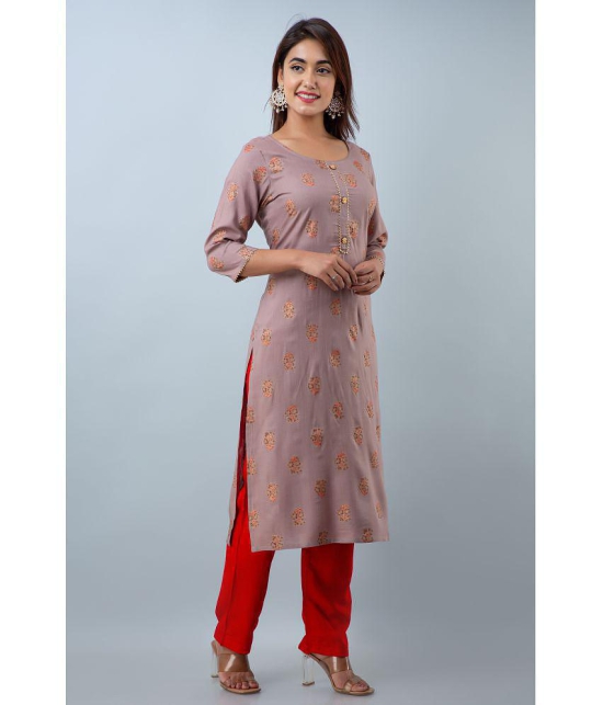 Doriya Brown Rayon Kurti With Palazzo - Stitched Suit - None