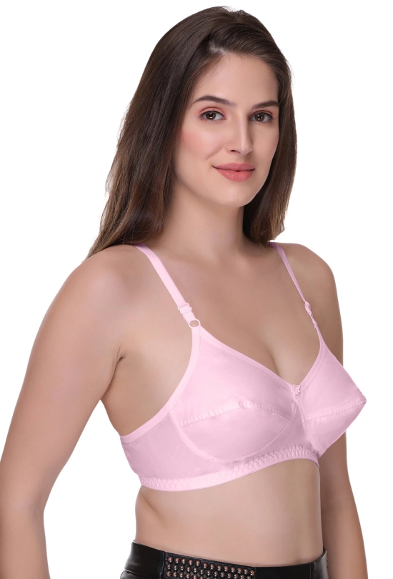 Sona C-108 Women Cotton Fabric Full coverage Non padded Non wired Pink Cotton Bra-30 / C / Pink