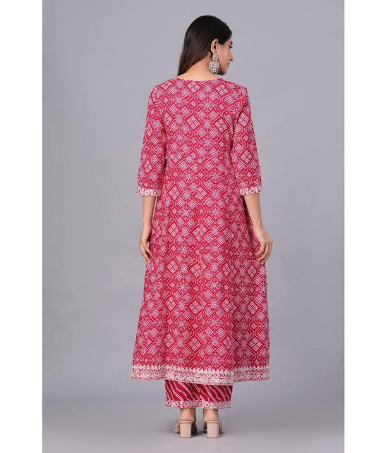 Doriya Cotton Blend Embroidered Kurti With Palazzo Women's Stitched Salwar Suit - Pink ( Pack of 1 ) - None