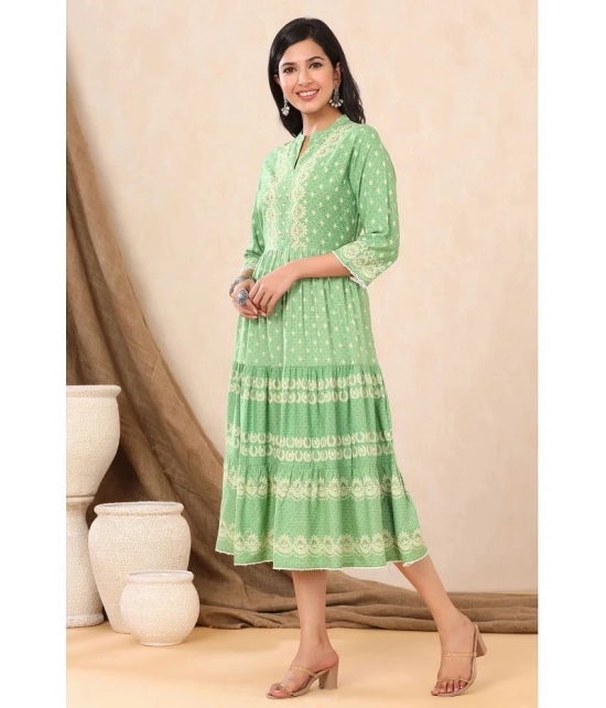 Juniper Rayon Green Regular Dress - Single - None