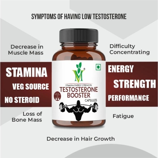 Mint veda 100% Natural and Herbal Vegeterian Testosterone Booster Supplement for Men with Gokhuru, Safed Musli, Ashwagandha and Vidarikand Extract | 90 performance Booster Capsules, Pack of 2