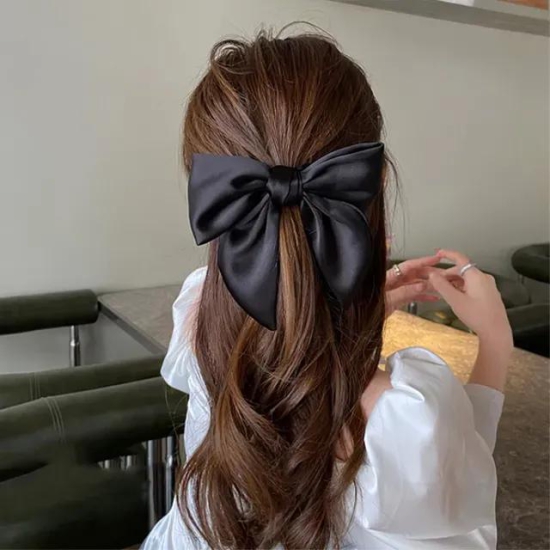 big bow satin scrunchie-pink