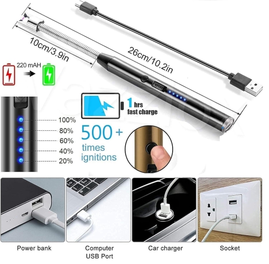 Electric Lighter for Candles Rechargeable Electric Gas Lighter for Kitchen Use