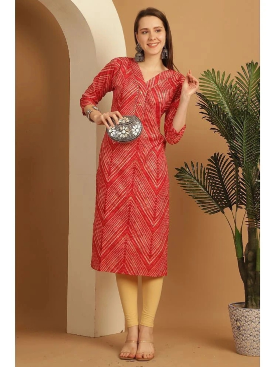 Rajnandini Cotton Blend Embellished Straight Womens Kurti - Red ( Pack of 1 ) - None