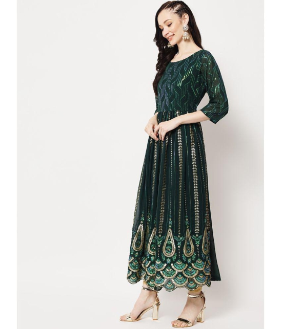 Estela - Green Straight Georgette Womens Stitched Ethnic Gown ( Pack of 1 ) - None