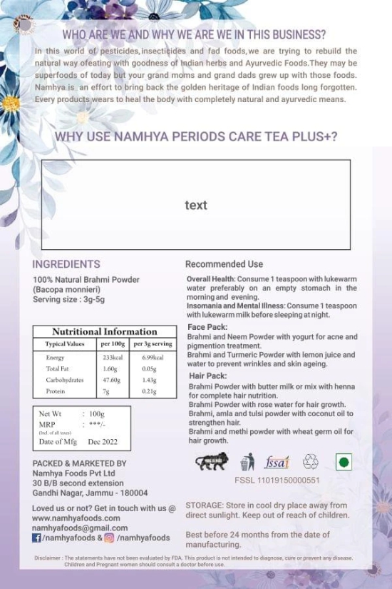 NAMHYA Good for Menopause Tea For Weight Management, Mood Swings and Good Sleep | 100 Grams