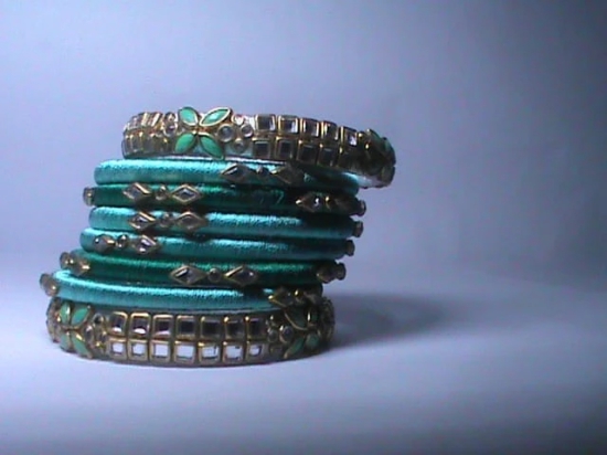 Seafoam green and gold bangles