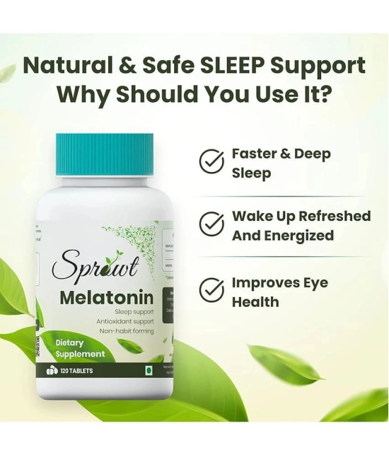 Sprowt Melatonin 10mg for better sleep | Antioxidant Support & Non-Habit Forming - 120 Veg Tablets