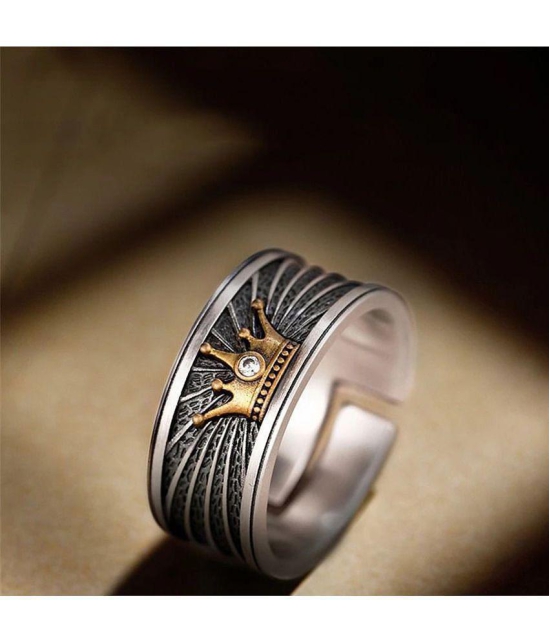 Fashion Frill Stylish Silver Ring For Men Stainless Steel Royal Crown Silver Ring For Men Boys Mens Jewellery Promise Ring - None