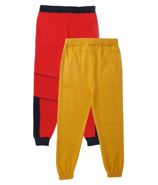 Cub McPaws Boys Cotton Track Pants  4 to 12 Years  Pack of 2  (7 - 8 Years, Red - Mustard) - None