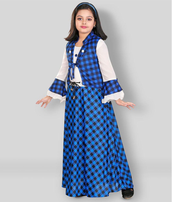 Pari Fashions - Blue Cotton Blend Girl's Gown ( Pack of 1 ) - None