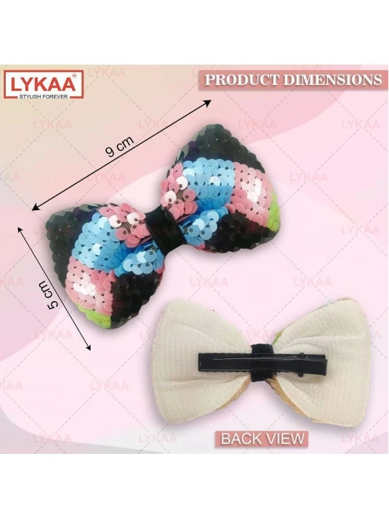 Lykaa Sequin Sparkle Hair Bows Clips Large Big Shiny Glitter Alligator Hair Clips For Women - 2Pcs - Multi