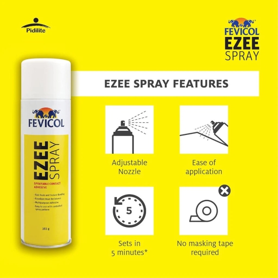 Pidilite Fevicol Ezee Spray DIY Sprayable Adhesive For Soundproofing &  Acoustic Panels (383g)